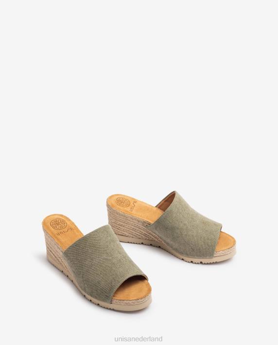 Unisa 02B0468 muiltje met een jute sleehak vrouwen groente