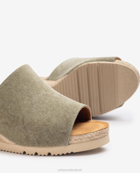 Unisa 02B0468 muiltje met een jute sleehak vrouwen groente