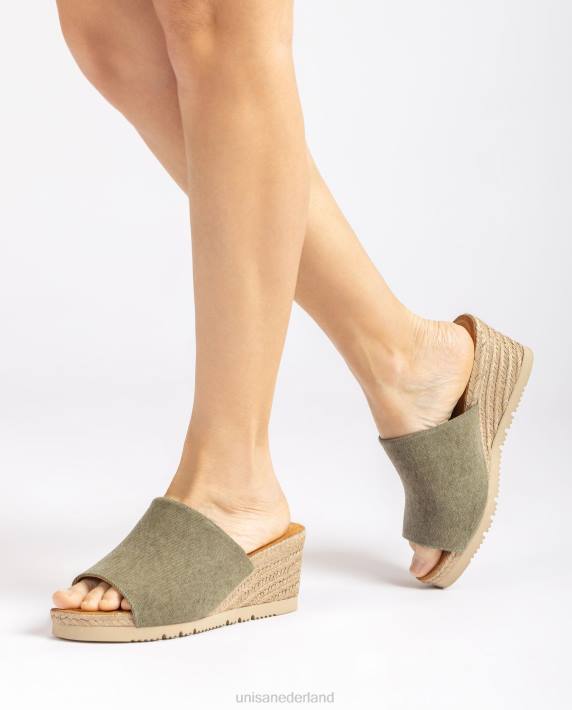 Unisa 02B0468 muiltje met een jute sleehak vrouwen groente