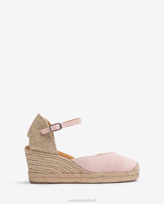 Unisa 02B0470 espadrille met hak in ecolino vrouwen roze