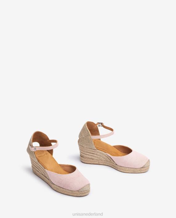 Unisa 02B0470 espadrille met hak in ecolino vrouwen roze