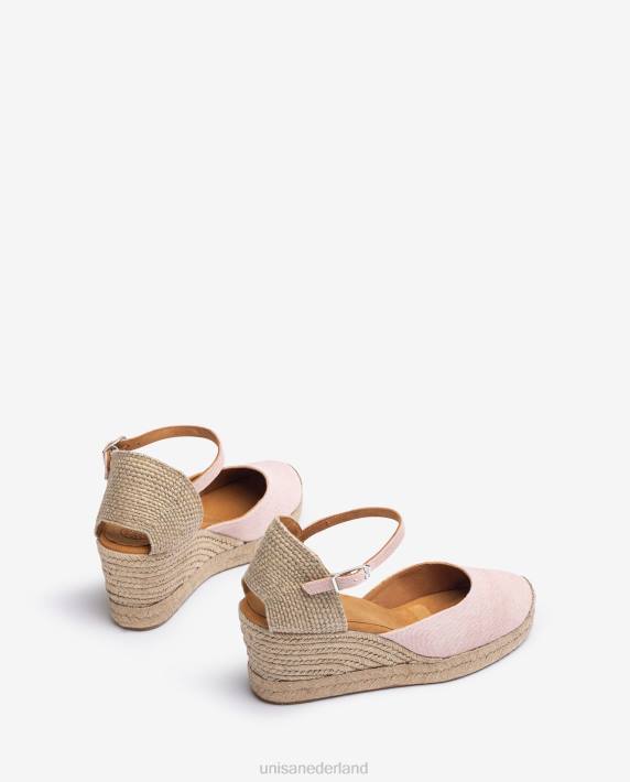 Unisa 02B0470 espadrille met hak in ecolino vrouwen roze