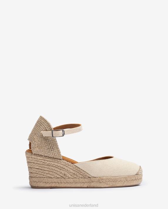 Unisa 02B0471 espadrille met hak in ecolino vrouwen wit