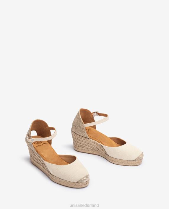 Unisa 02B0471 espadrille met hak in ecolino vrouwen wit