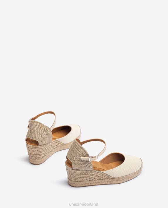 Unisa 02B0471 espadrille met hak in ecolino vrouwen wit