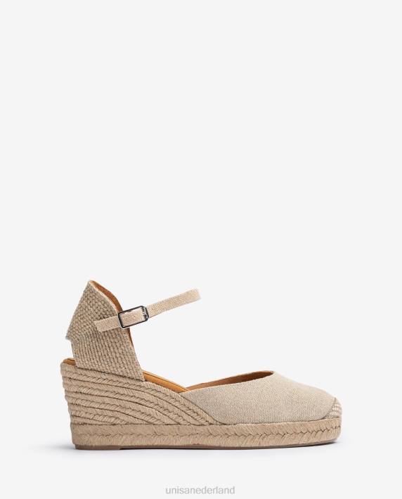 Unisa 02B0472 espadrille met hak in ecolino vrouwen bruin