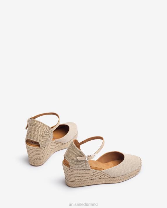 Unisa 02B0472 espadrille met hak in ecolino vrouwen bruin