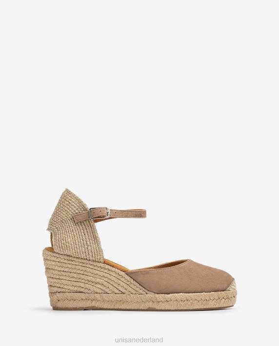 Unisa 02B0473 espadrille vamp-hak in suède vrouwen bruin