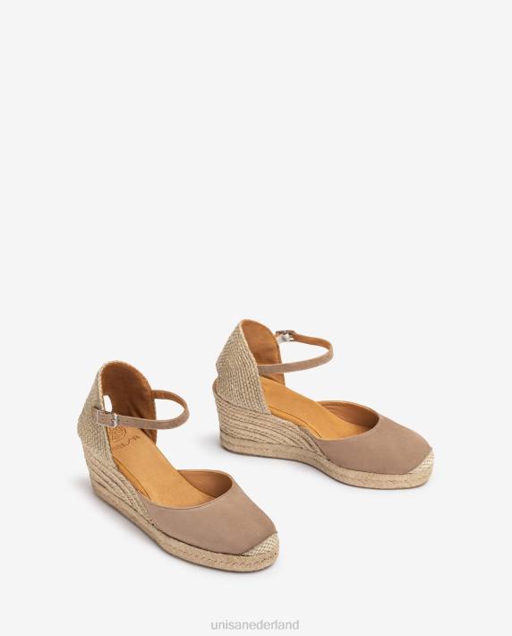 Unisa 02B0473 espadrille vamp-hak in suède vrouwen bruin