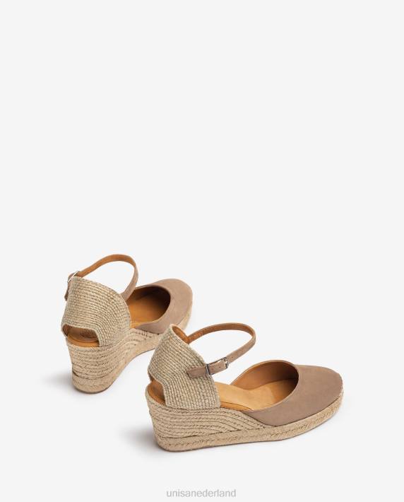 Unisa 02B0473 espadrille vamp-hak in suède vrouwen bruin