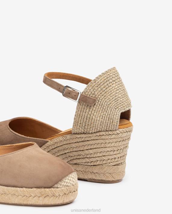 Unisa 02B0473 espadrille vamp-hak in suède vrouwen bruin