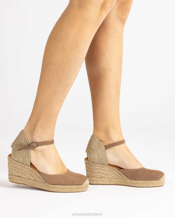Unisa 02B0473 espadrille vamp-hak in suède vrouwen bruin
