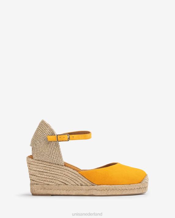Unisa 02B0474 espadrille vamp-hak in suède vrouwen geel