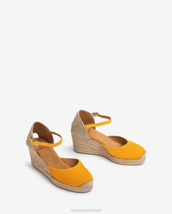 Unisa 02B0474 espadrille vamp-hak in suède vrouwen geel