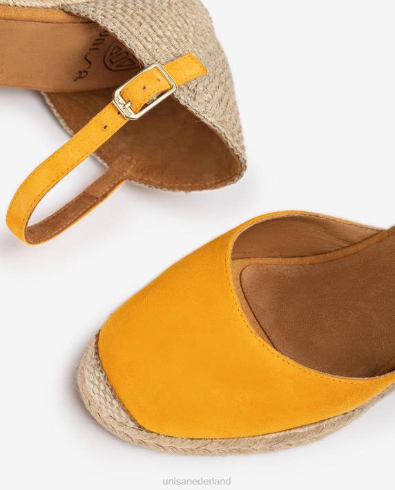 Unisa 02B0474 espadrille vamp-hak in suède vrouwen geel