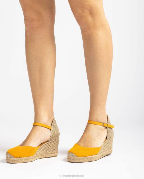 Unisa 02B0474 espadrille vamp-hak in suède vrouwen geel