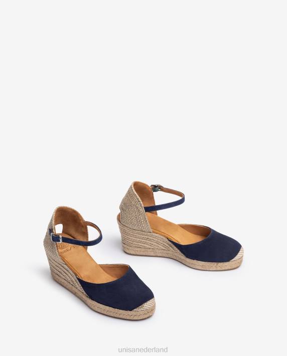 Unisa 02B0475 espadrille vamp-hak in suède vrouwen blauw