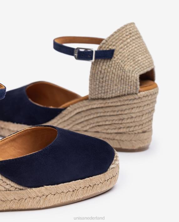 Unisa 02B0475 espadrille vamp-hak in suède vrouwen blauw