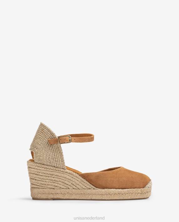 Unisa 02B0477 espadrille vamp-hak in suède vrouwen bruin