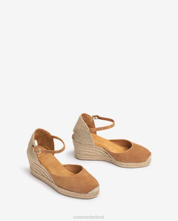 Unisa 02B0477 espadrille vamp-hak in suède vrouwen bruin