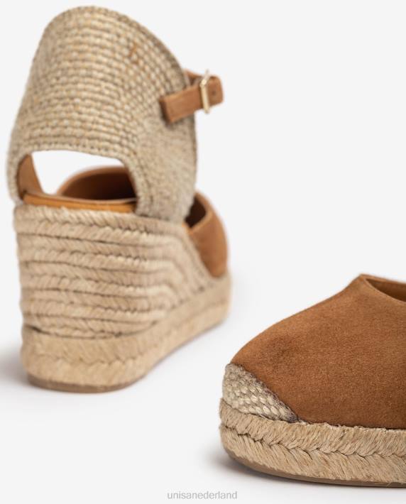 Unisa 02B0477 espadrille vamp-hak in suède vrouwen bruin