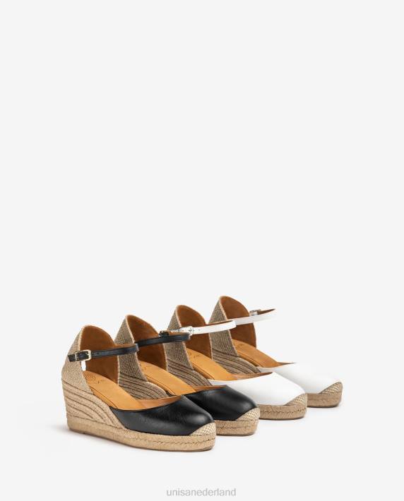Unisa 02B0478 espadrille vamp-hak in leer vrouwen zwart