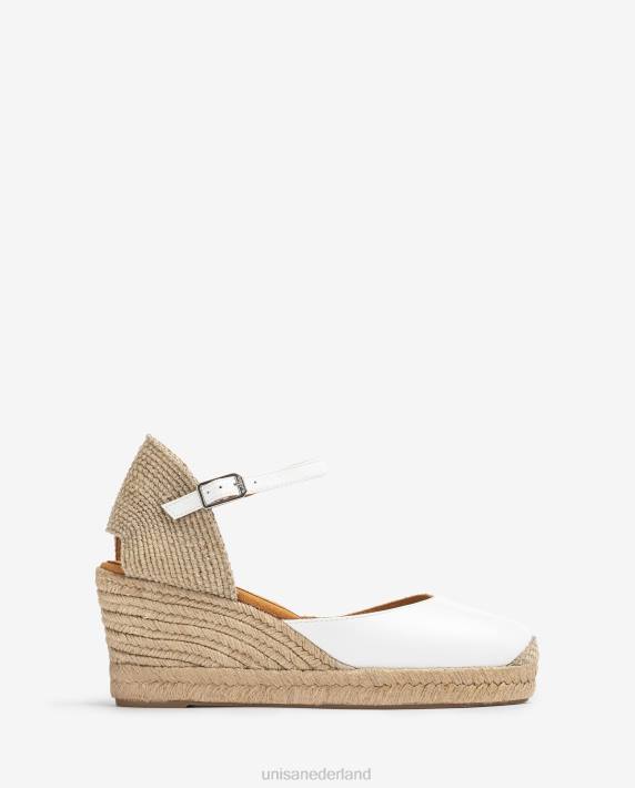 Unisa 02B0479 espadrille vamp-hak in leer vrouwen wit