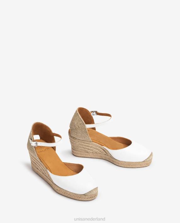 Unisa 02B0479 espadrille vamp-hak in leer vrouwen wit