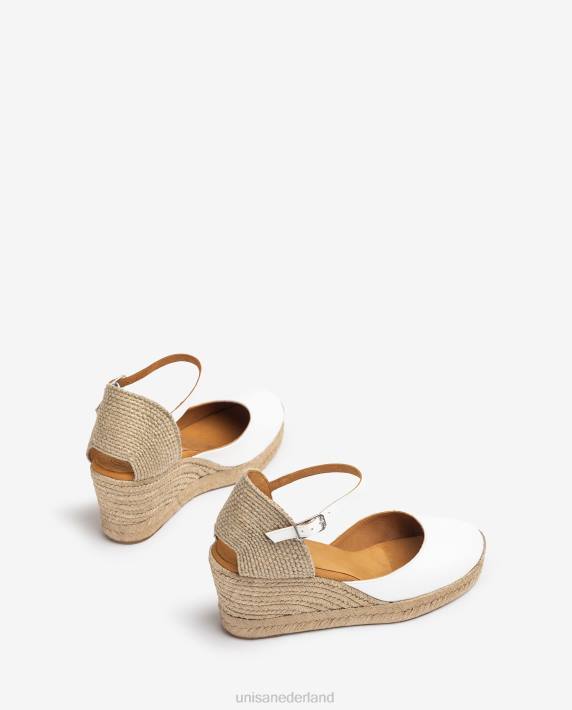 Unisa 02B0479 espadrille vamp-hak in leer vrouwen wit