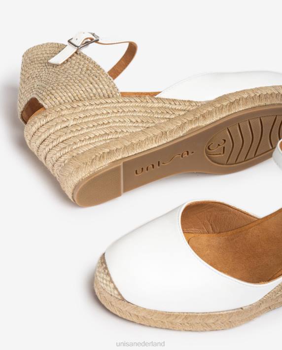 Unisa 02B0479 espadrille vamp-hak in leer vrouwen wit