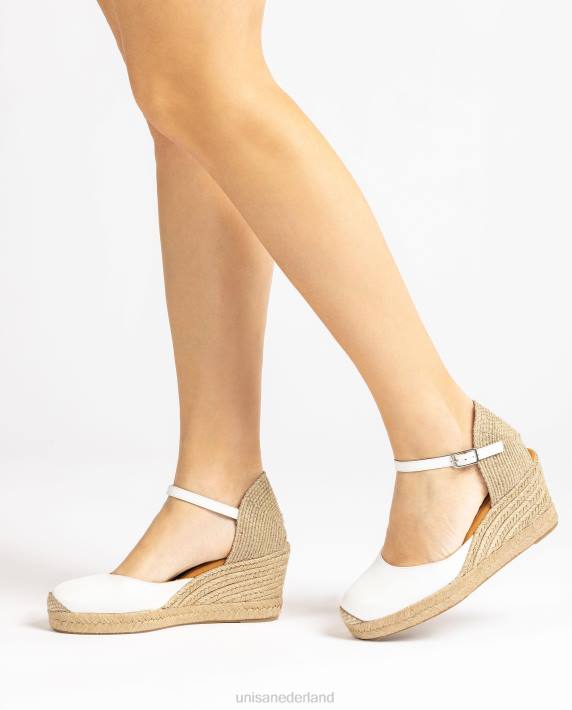 Unisa 02B0479 espadrille vamp-hak in leer vrouwen wit