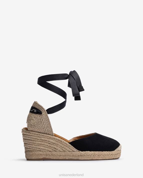 Unisa 02B0480 espadrille met enkelbandje vrouwen zwart