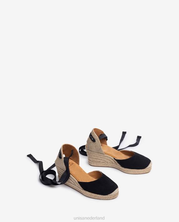 Unisa 02B0480 espadrille met enkelbandje vrouwen zwart