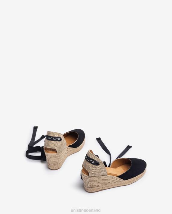 Unisa 02B0480 espadrille met enkelbandje vrouwen zwart
