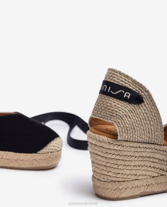 Unisa 02B0480 espadrille met enkelbandje vrouwen zwart
