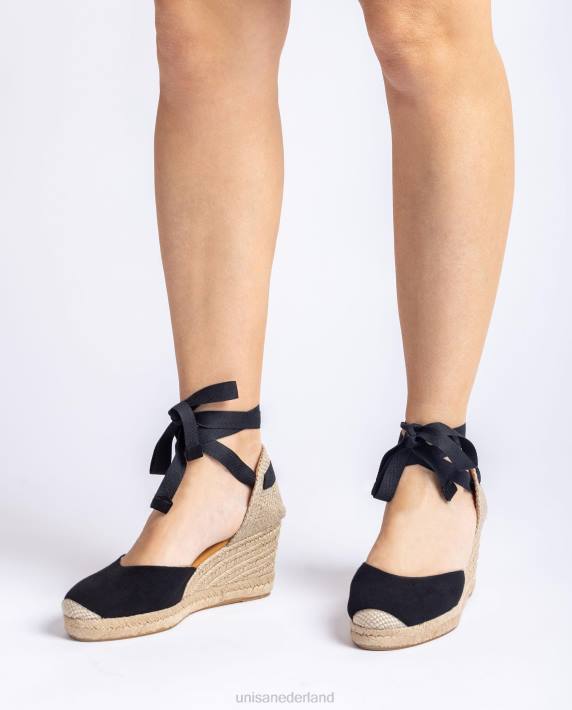 Unisa 02B0480 espadrille met enkelbandje vrouwen zwart