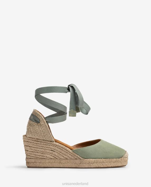 Unisa 02B0481 espadrille met enkelbandje vrouwen groente