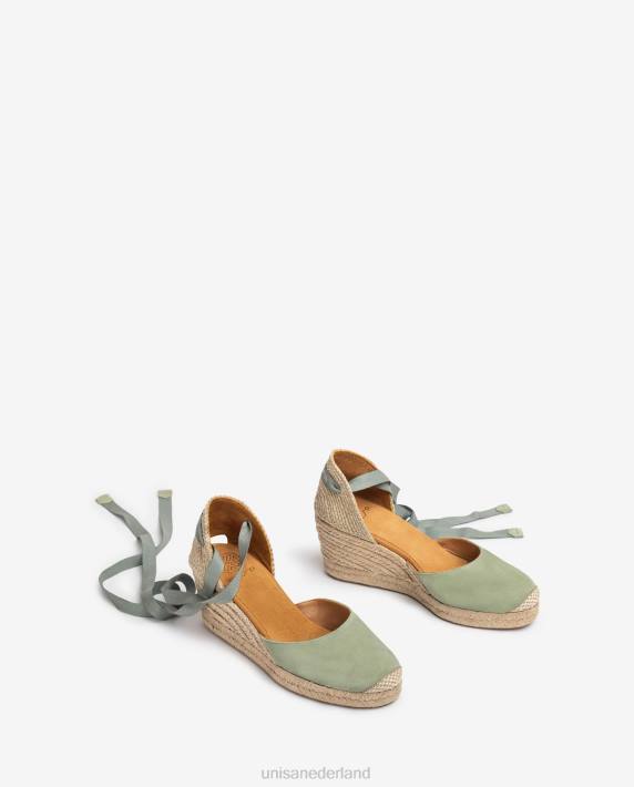 Unisa 02B0481 espadrille met enkelbandje vrouwen groente