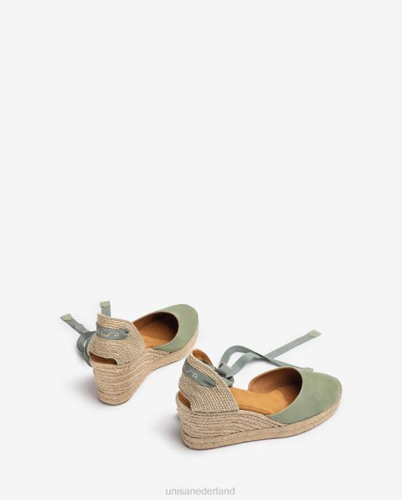 Unisa 02B0481 espadrille met enkelbandje vrouwen groente