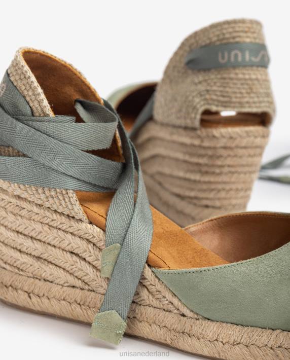 Unisa 02B0481 espadrille met enkelbandje vrouwen groente