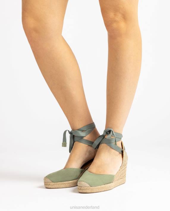 Unisa 02B0481 espadrille met enkelbandje vrouwen groente