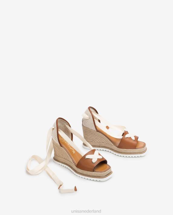 Unisa 02B0692 espadrille geknoopt aan de enkel vrouwen bruin