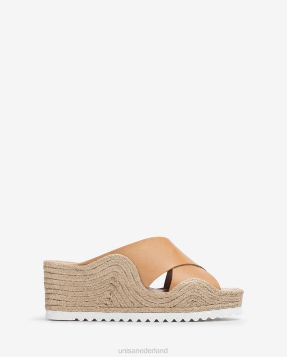 Unisa 02B0697 espadrille met brede gekruiste bandjes vrouwen beige