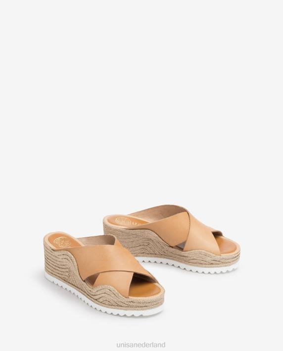 Unisa 02B0697 espadrille met brede gekruiste bandjes vrouwen beige