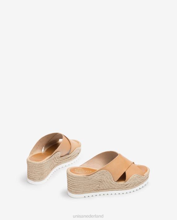 Unisa 02B0697 espadrille met brede gekruiste bandjes vrouwen beige