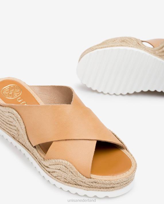 Unisa 02B0697 espadrille met brede gekruiste bandjes vrouwen beige