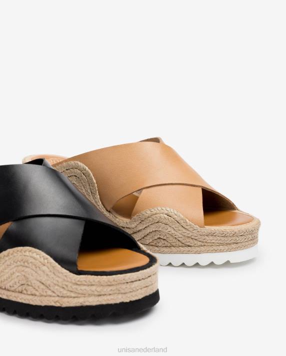 Unisa 02B0697 espadrille met brede gekruiste bandjes vrouwen beige