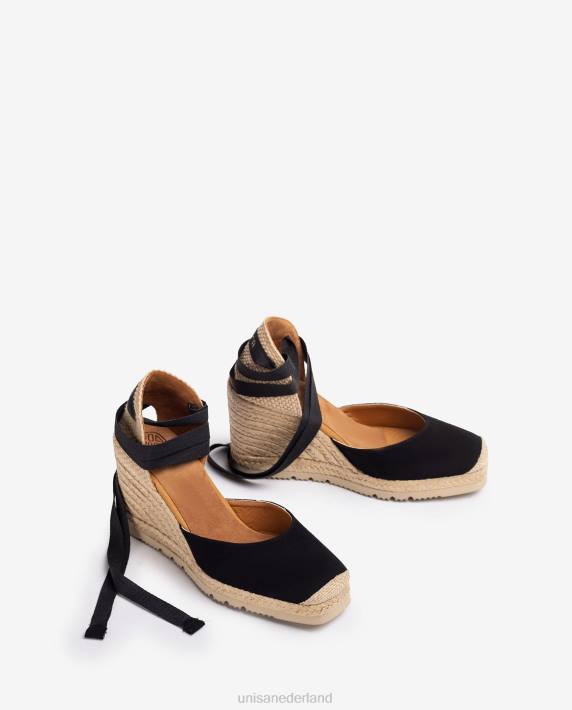 Unisa 02B0698 espadrilles met vierkante neus vrouwen zwart