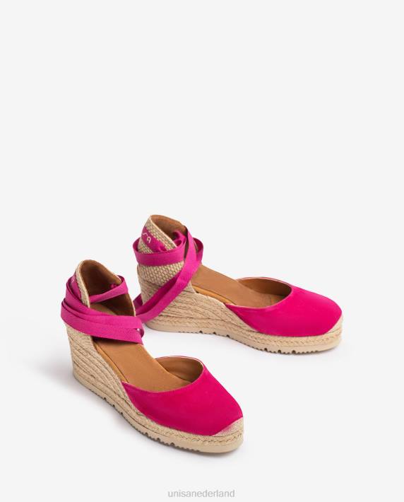 Unisa 02B0702 d'orsay espadrille met enkelbandje en vetersluiting vrouwen roze