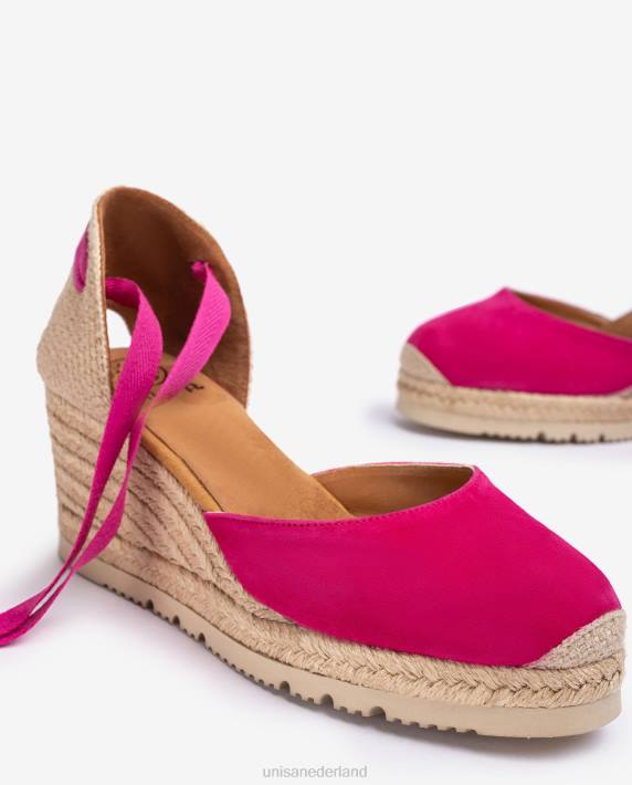 Unisa 02B0702 d'orsay espadrille met enkelbandje en vetersluiting vrouwen roze